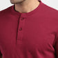 Men's Self Design Henley T-shirt Red - 98b58a41-6aab-4610-a03e-2d39a6c4fa6a View