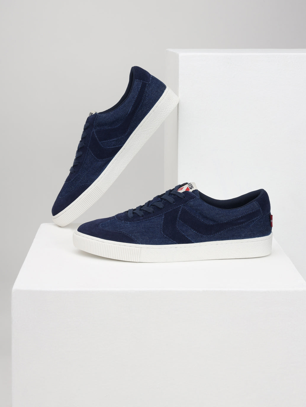 Men's Blue Solid Sneakers - Style View