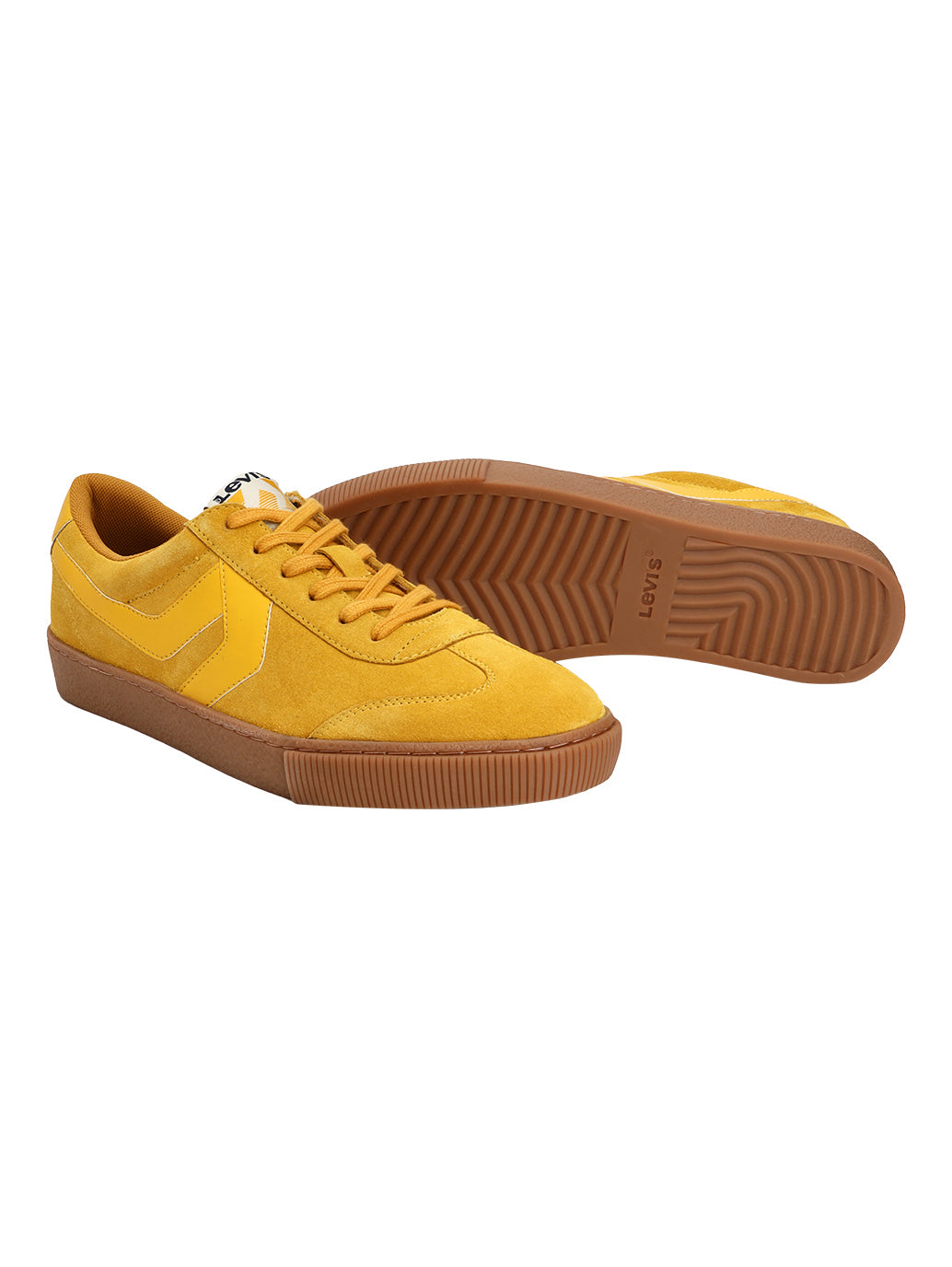 Men's Mustard Solid Sneakers - Top View