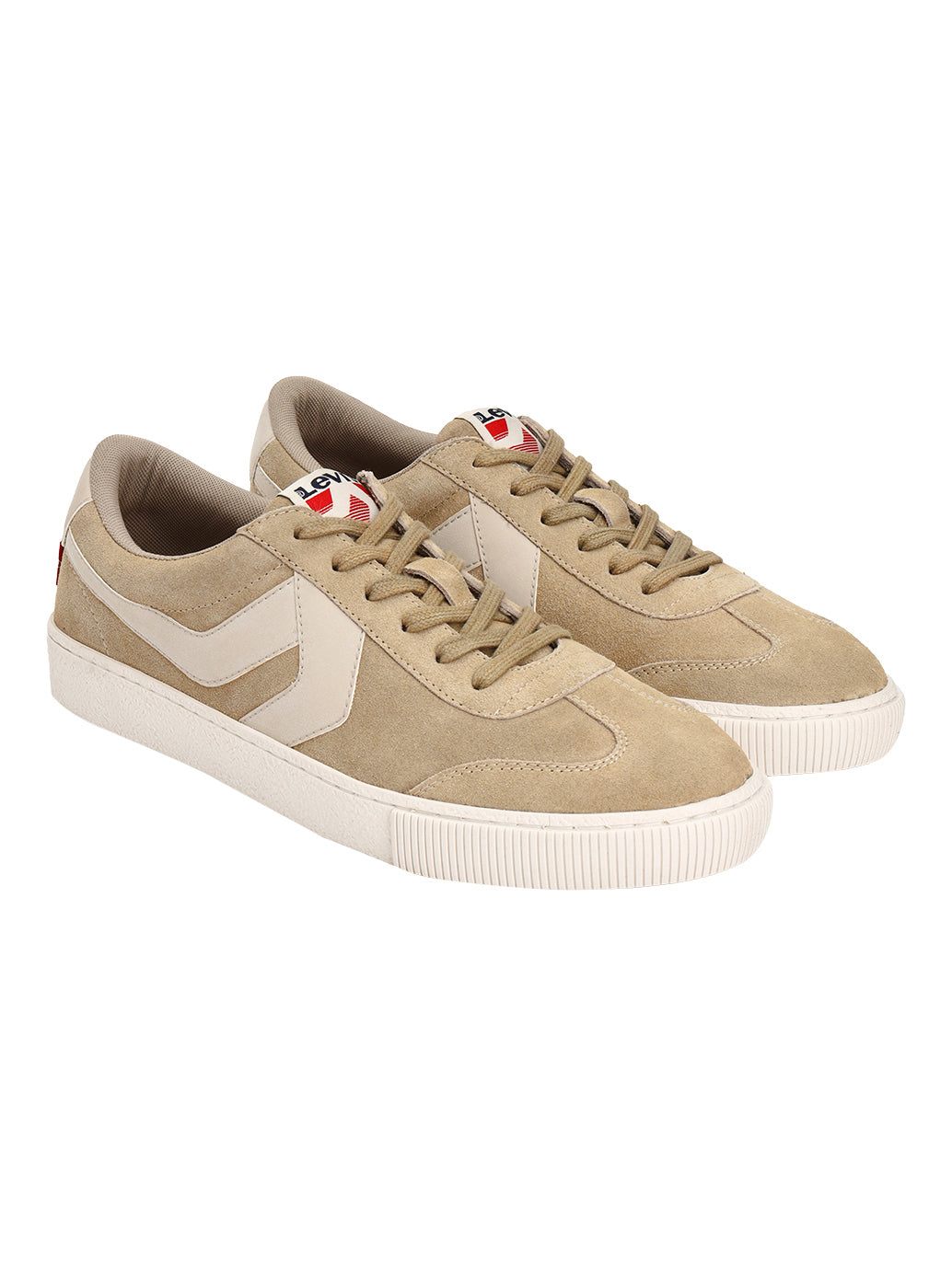Men's Beige Colorblock Sneakers - Front View