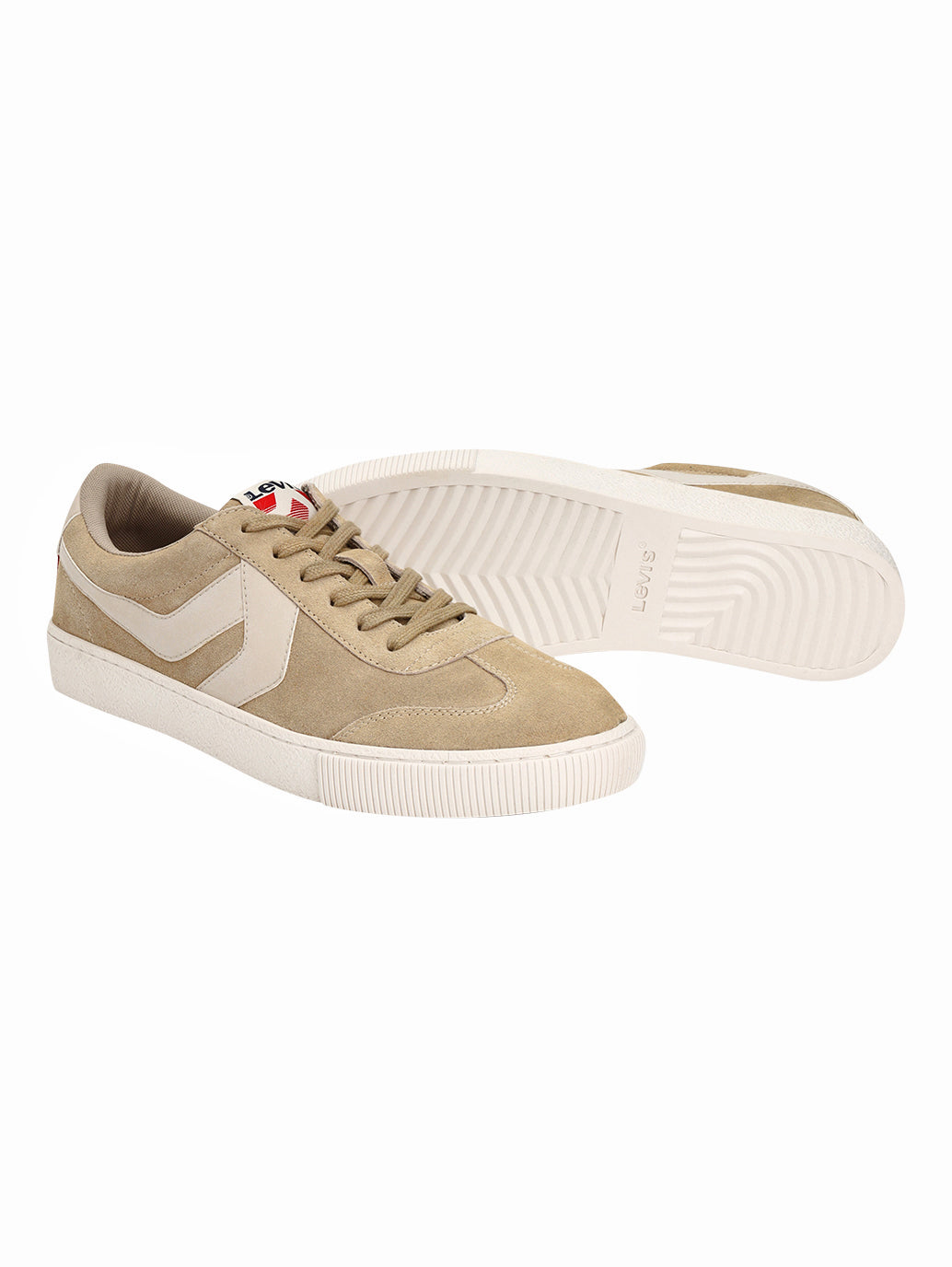 Men's Beige Colorblock Sneakers - Top View