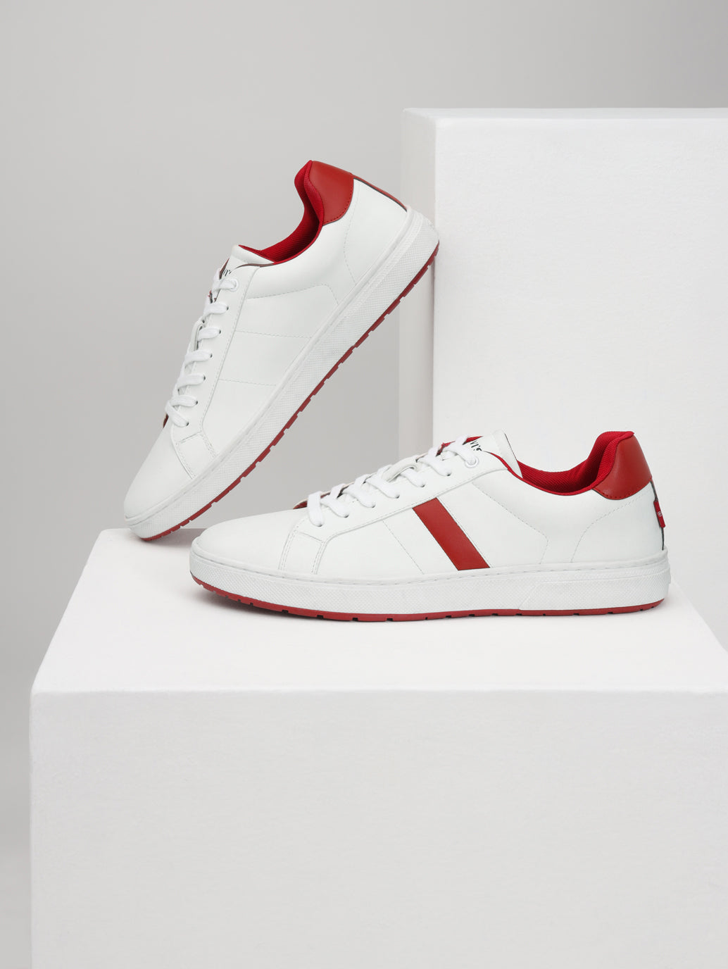 Men's White Colorblock Sneakers - style View