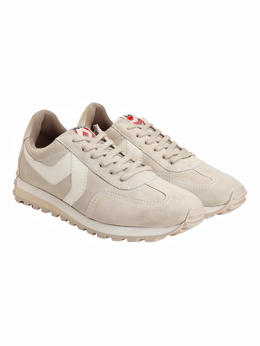 Men's Cream Colorblock Sneakers - Front View