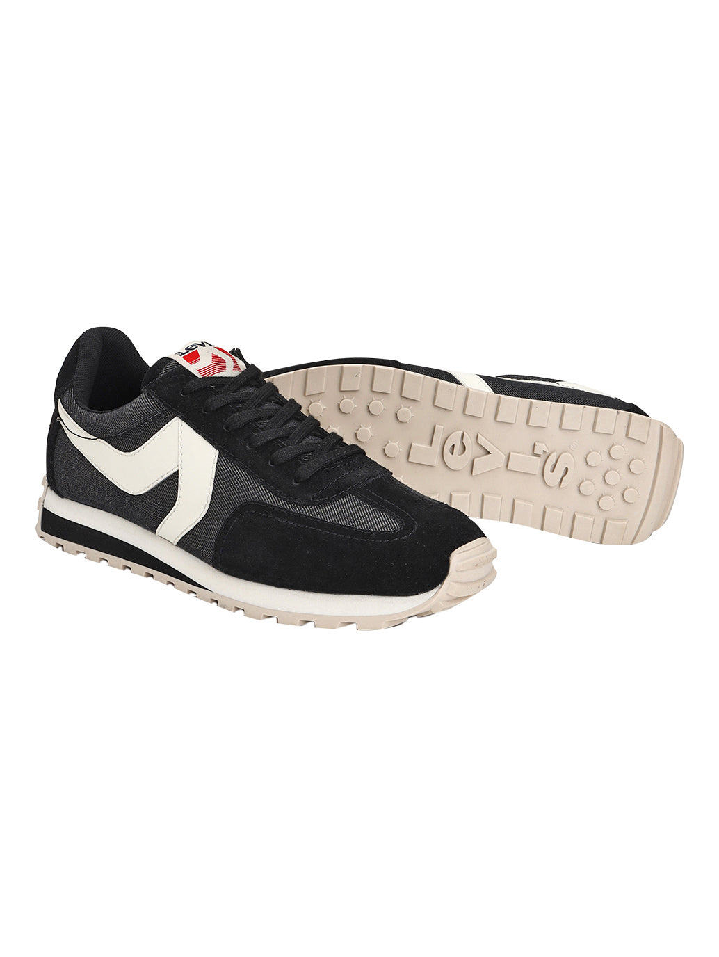 Men's Black Colorblock Sneakers - Top View