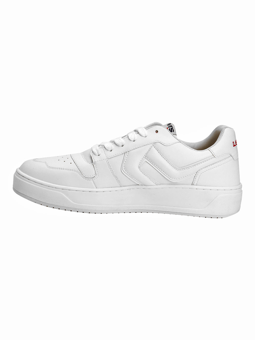 Men's White Solid Sneakers - Side View