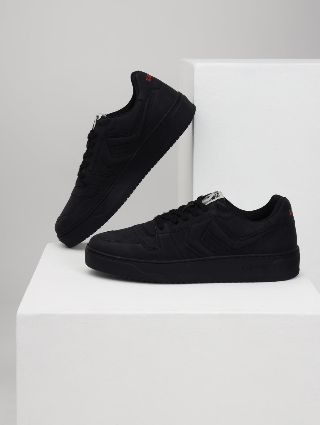 Men's Black Solid Sneakers - Style View