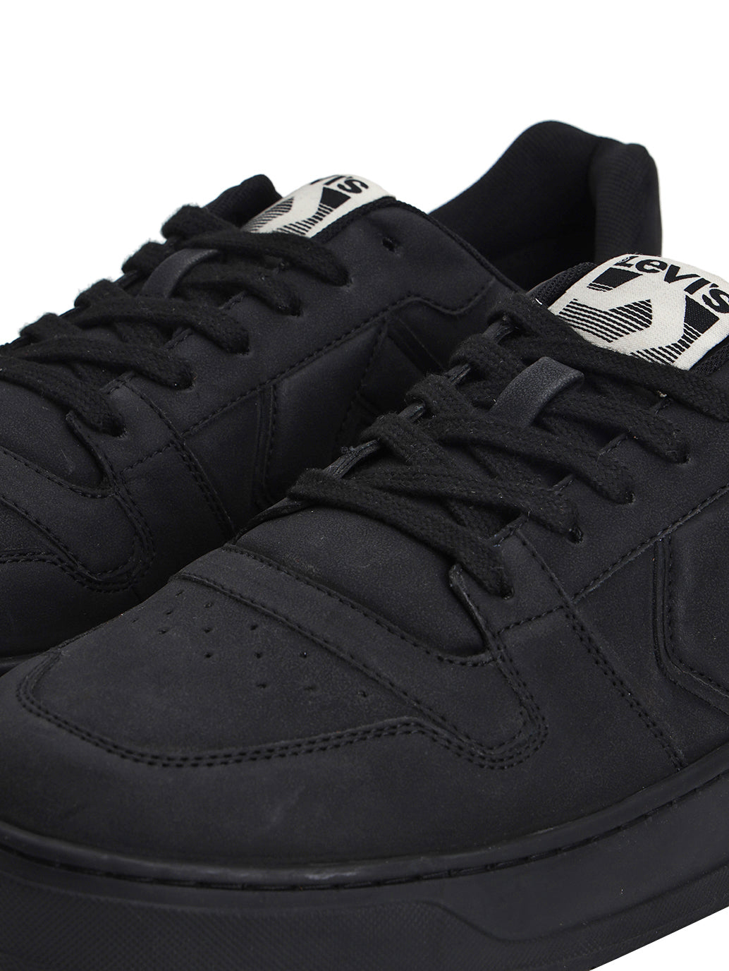 Men's Black Solid Sneakers - Detail View