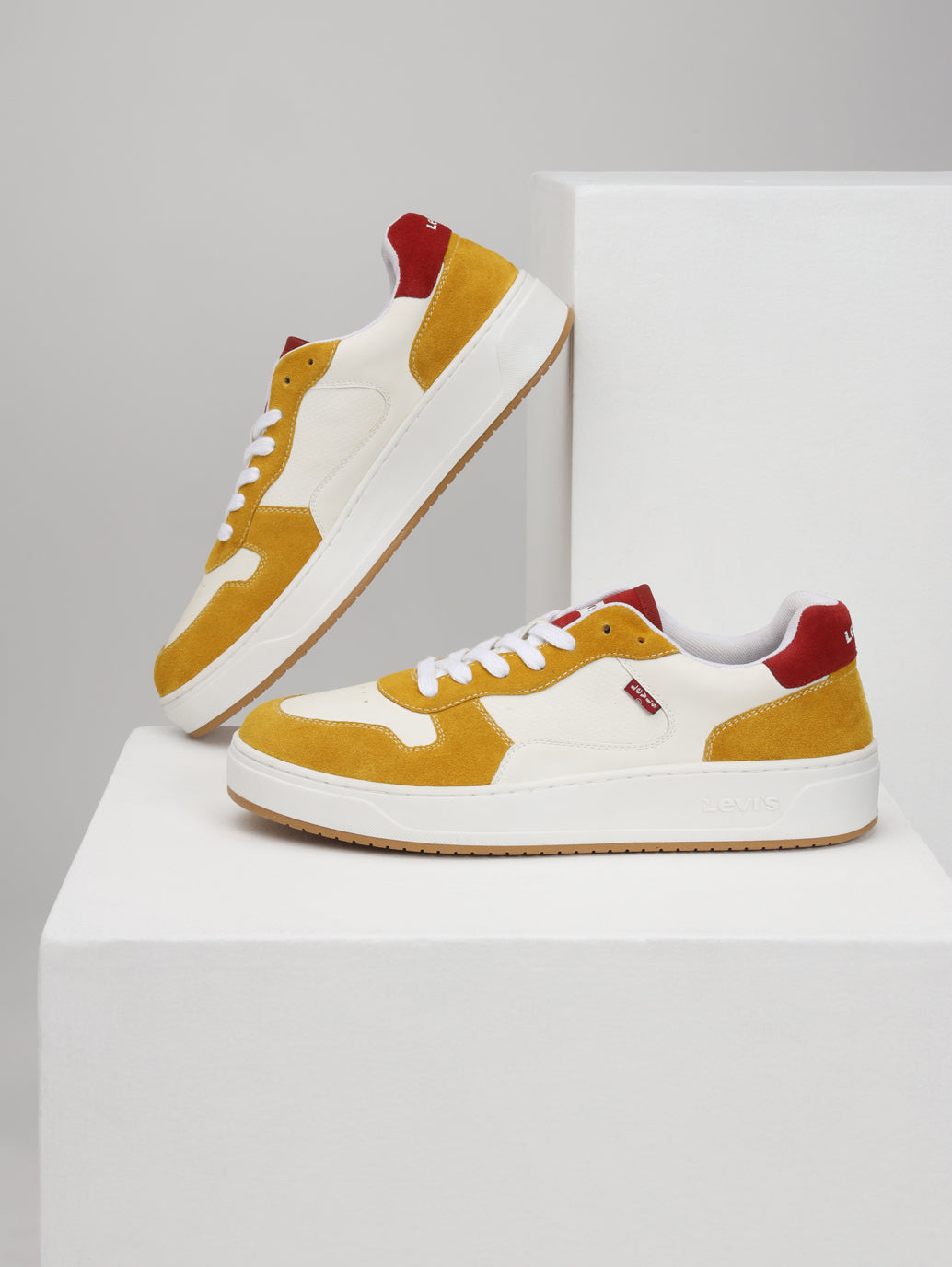 Men's Mustard Colorblock Sneakers - Style View