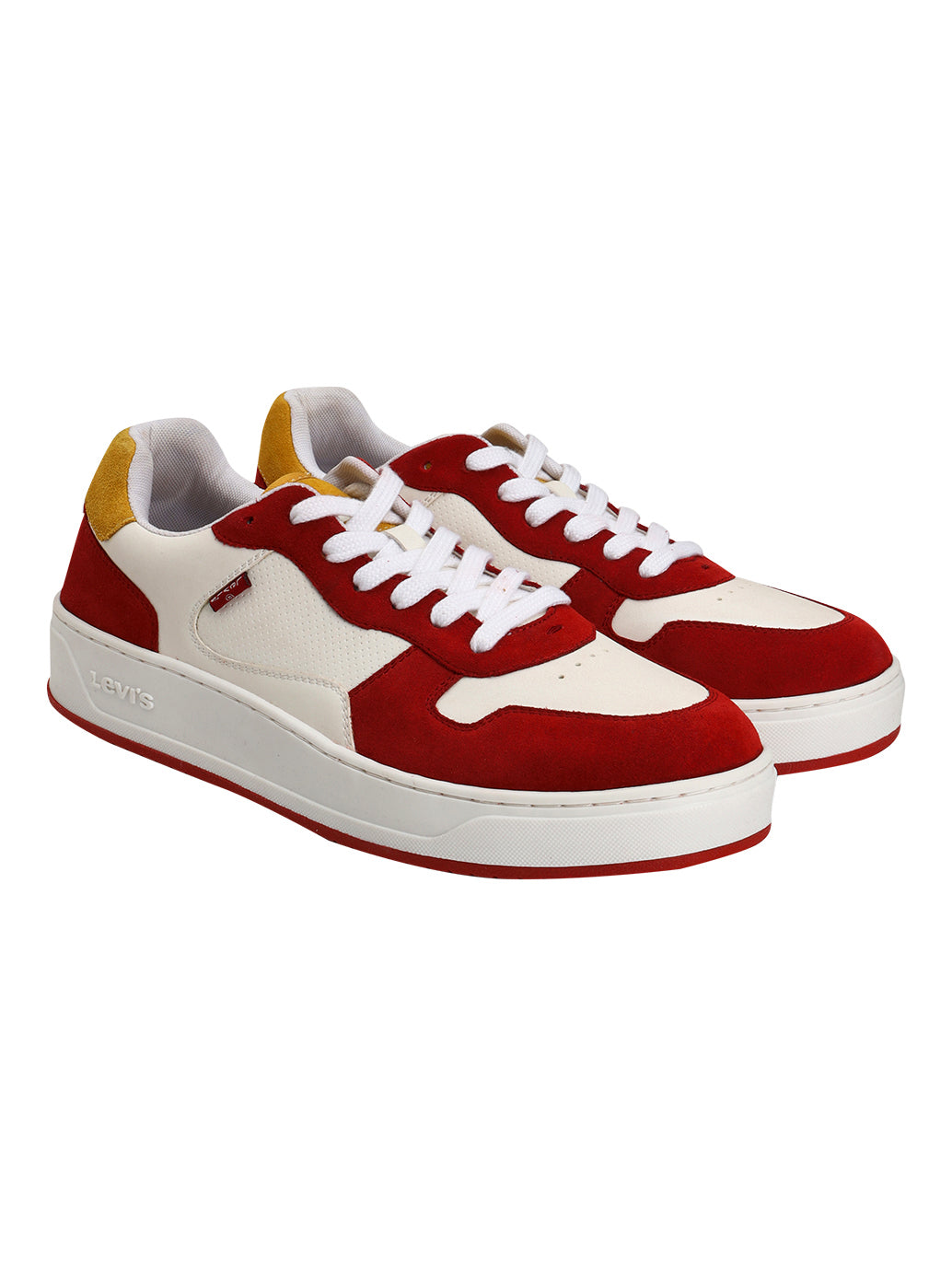 Men's Red Colorblock Sneakers - Front View
