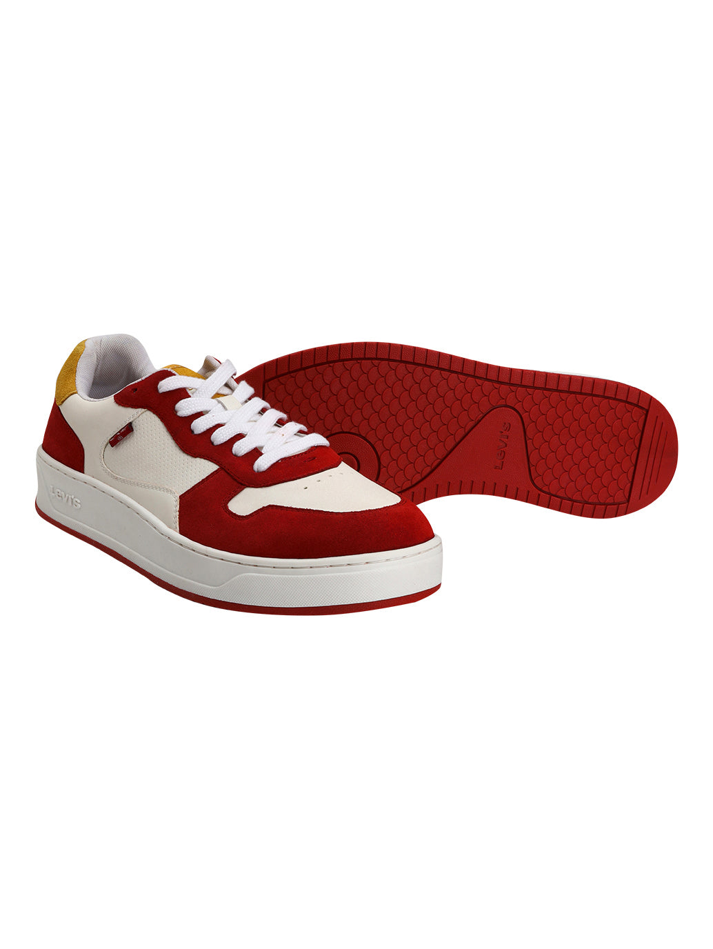 Men's Red Colorblock Sneakers - Top View