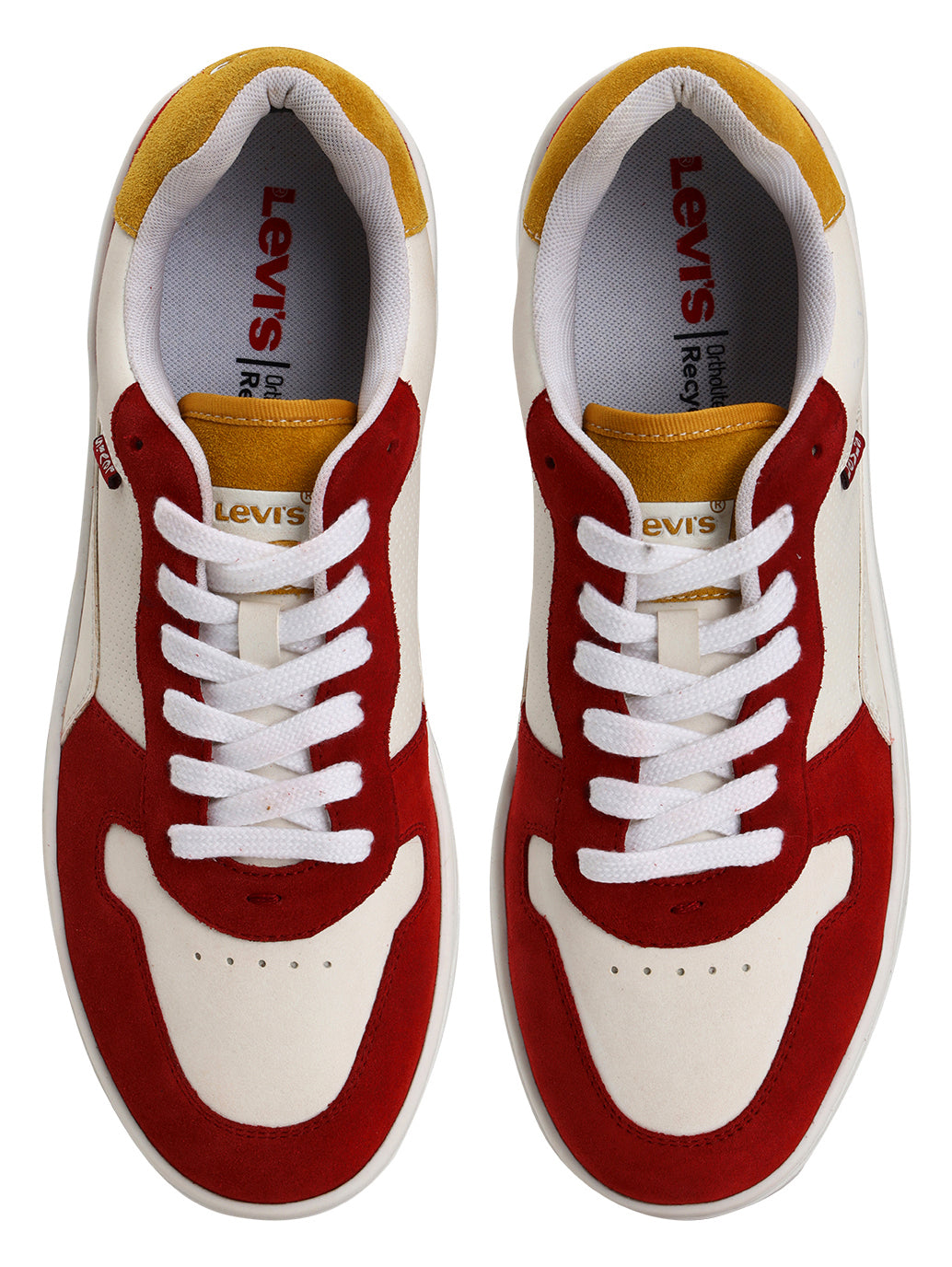 Men's Red Colorblock Sneakers - FrontSet View