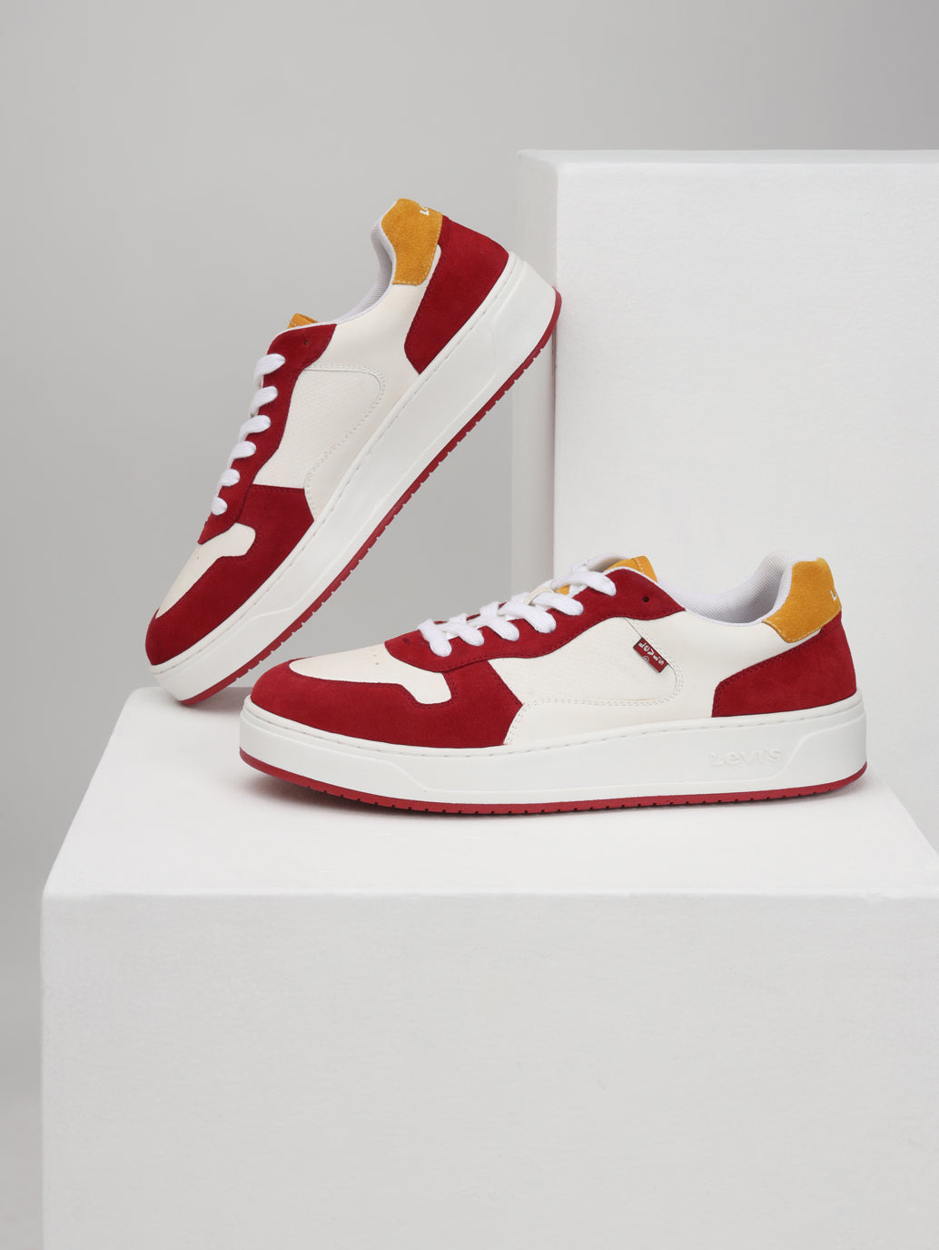 Men's Red Colorblock Sneakers - Style View
