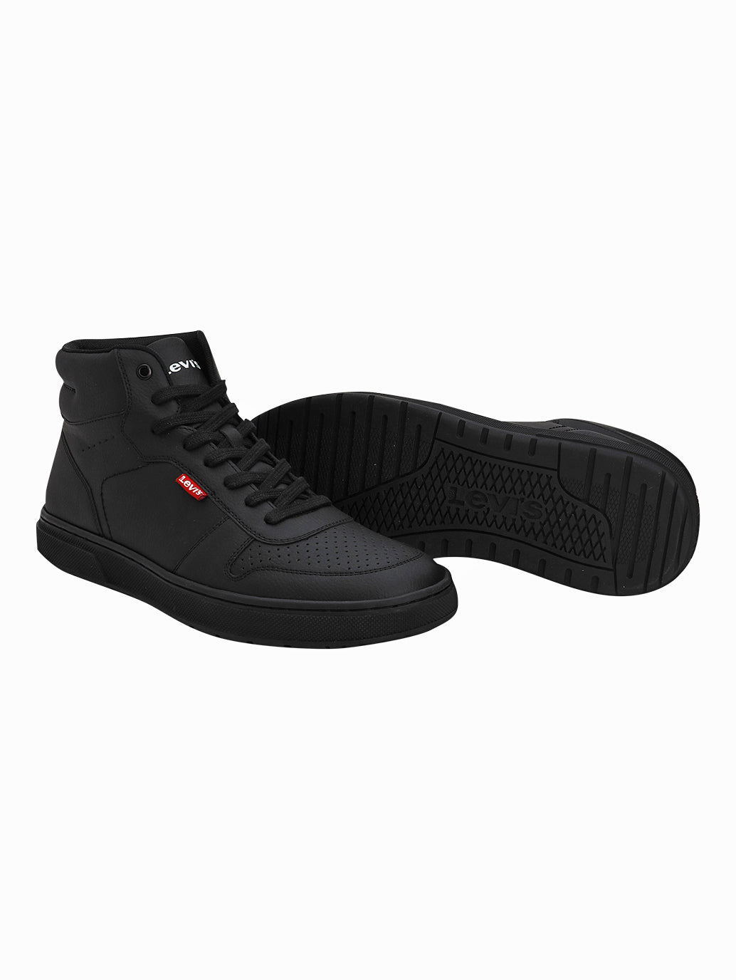 Men's Black Solid Boots - Top View