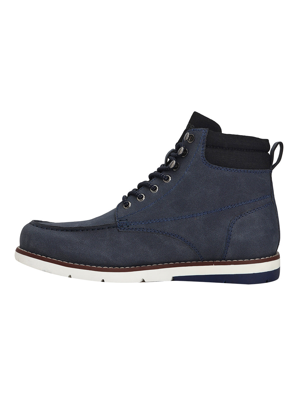 Men's Blue Solid Boots - Side View