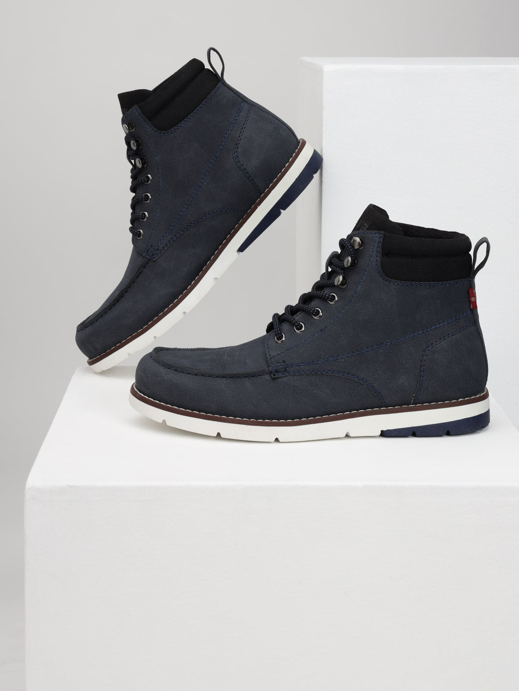 Men's Blue Solid Boots - Style View