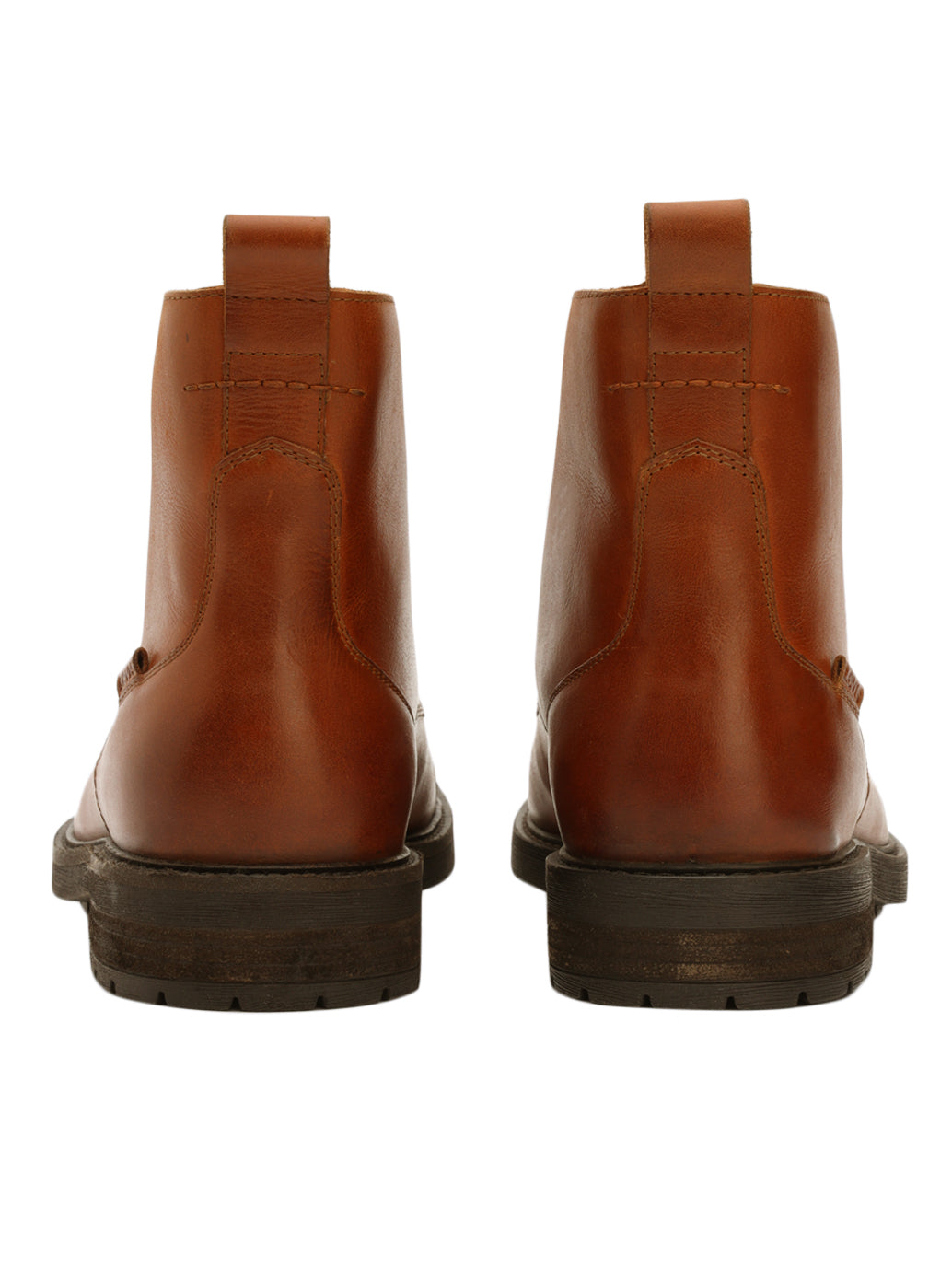 Men's Brown Solid Boots - Back View