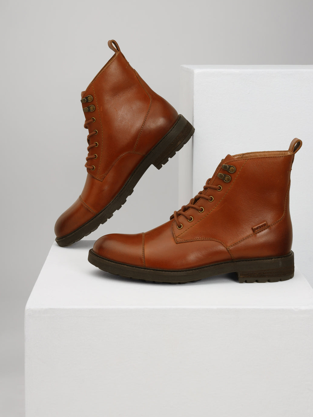 Men's Brown Solid Boots - Style View