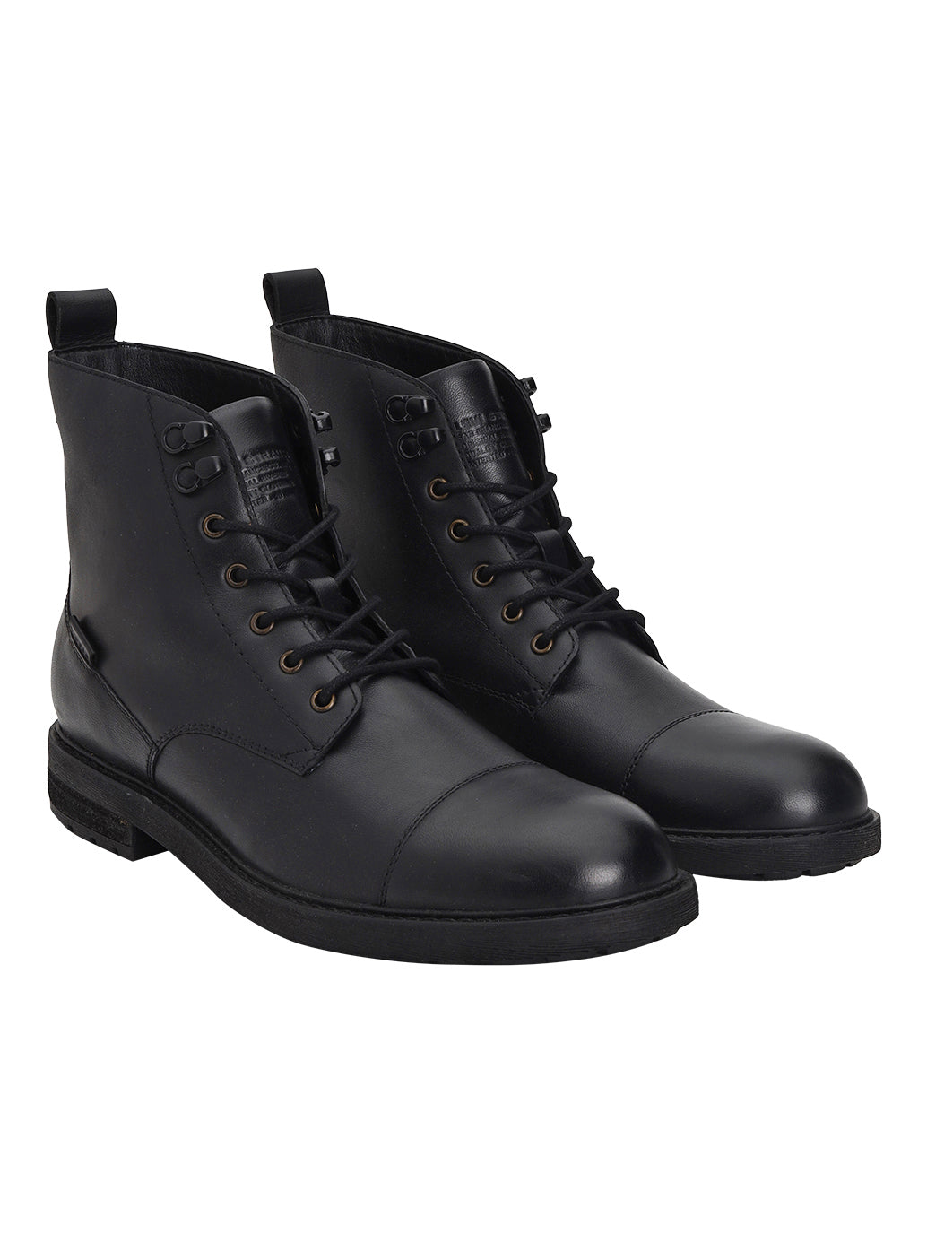 Men's Black Solid Boots - Front View