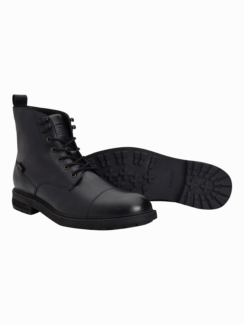 Men's Black Solid Boots - Top View