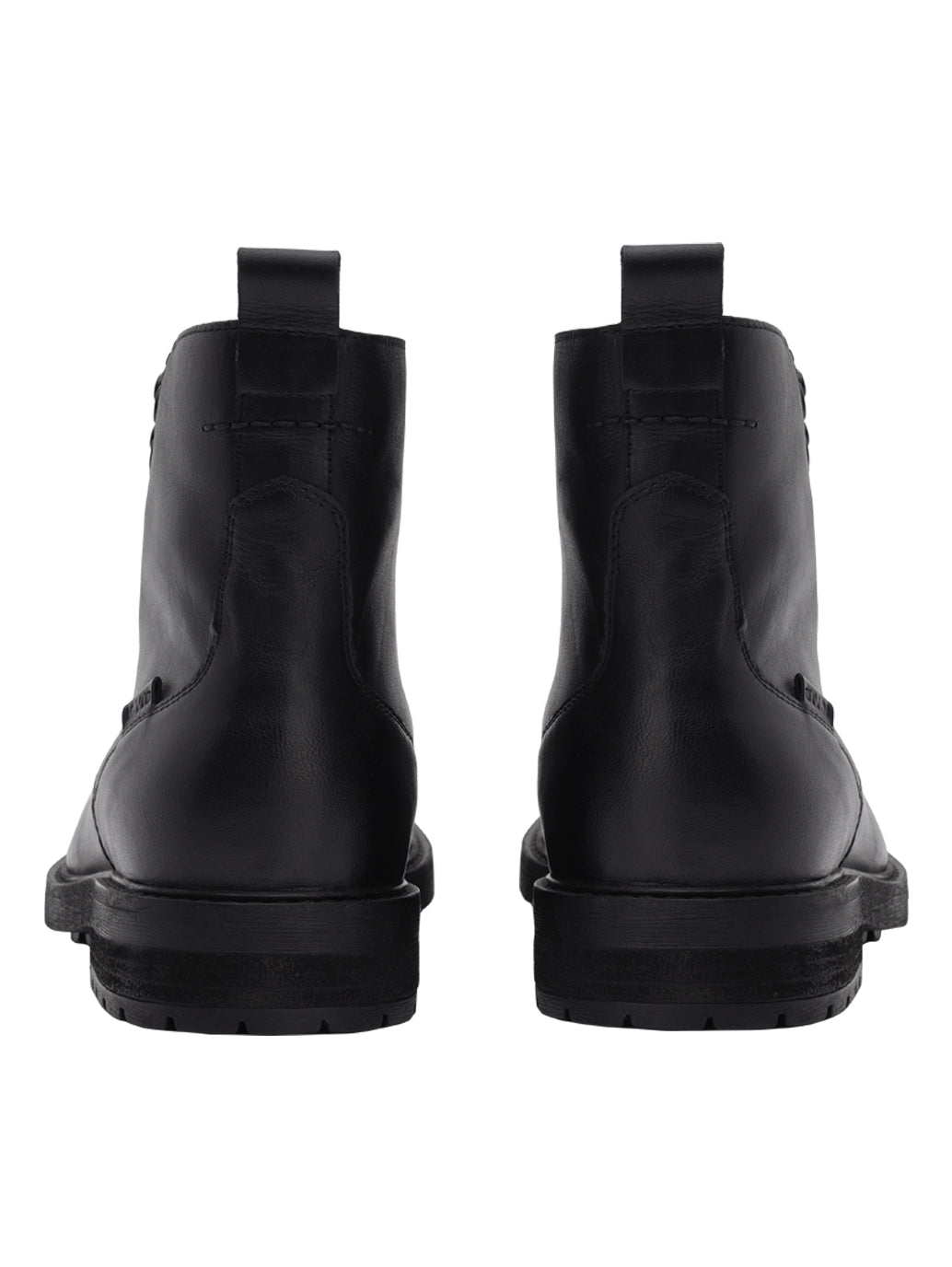 Men's Black Solid Boots - Back View