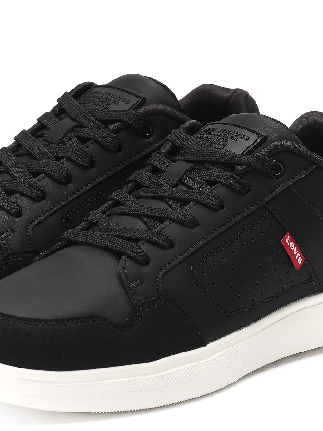 Men's Black Casual Sneakers - Detail View