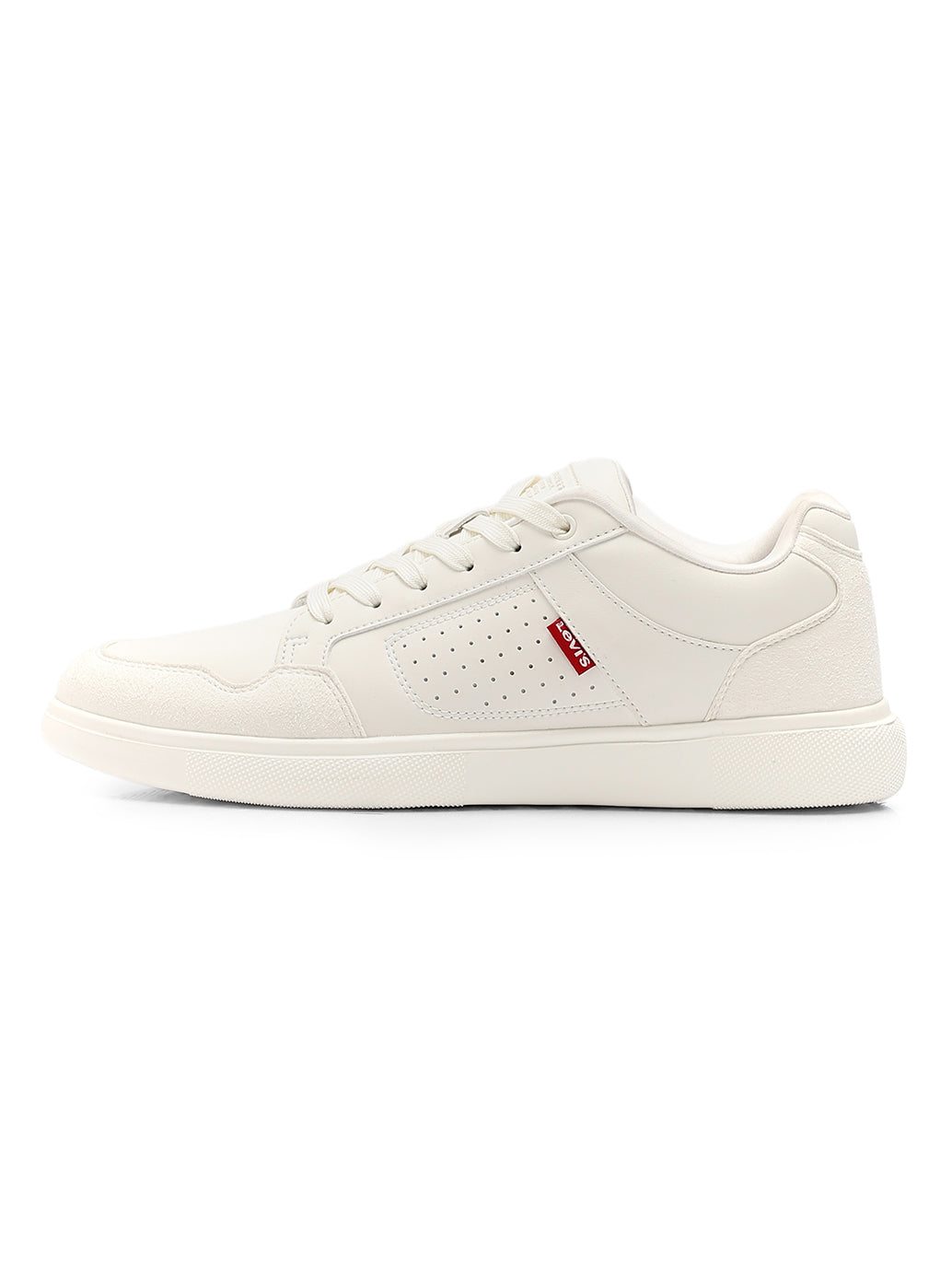 Men's White Casual Sneakers - Side View