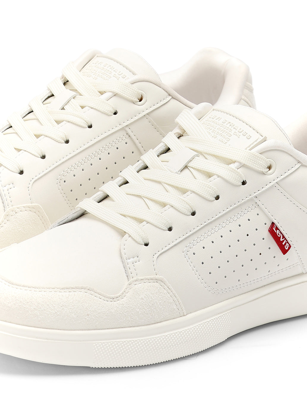 Men's White Casual Sneakers - Detail View