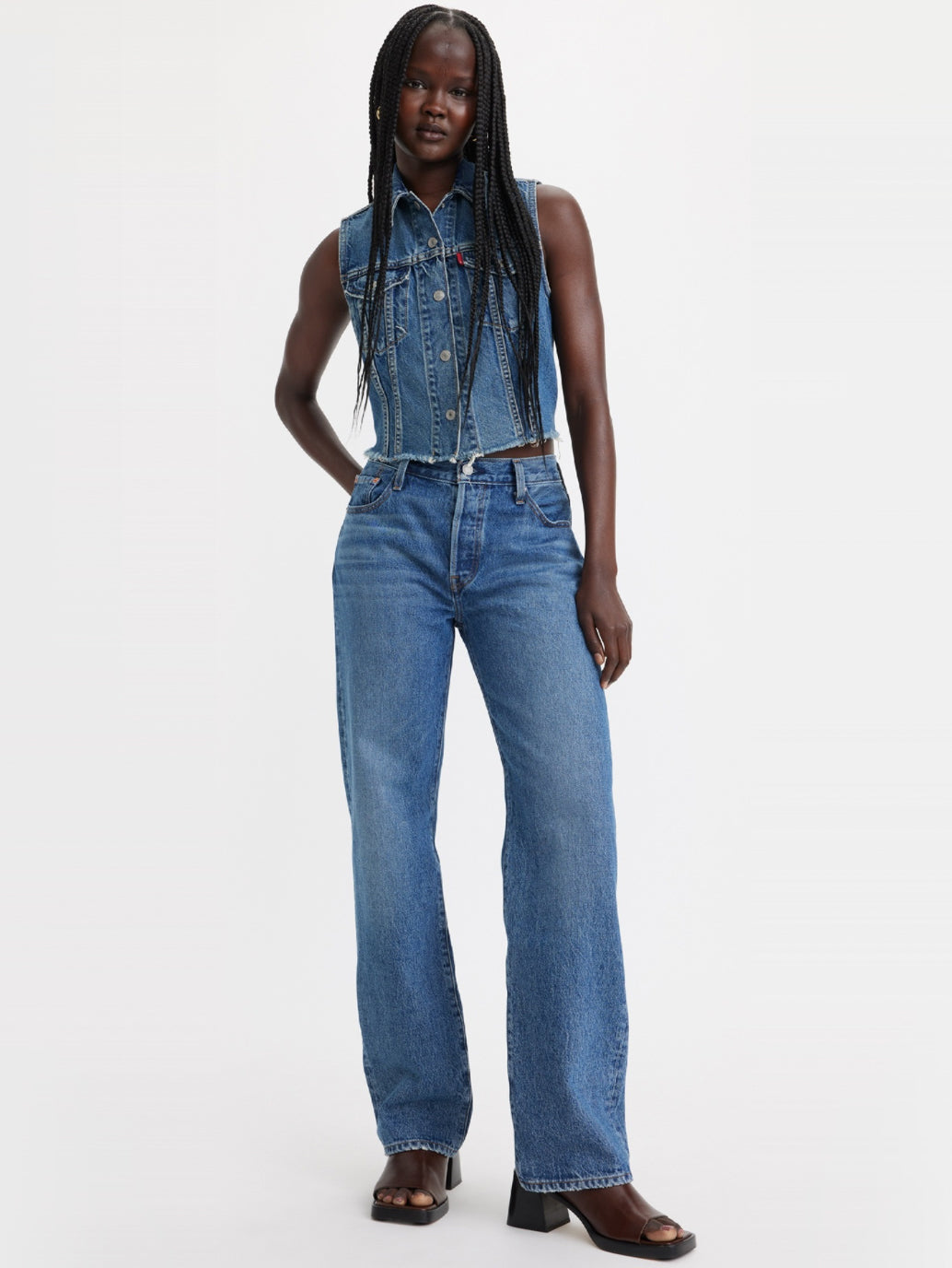 Women's 501 Blue Straight Fit High Rise Jeans