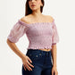 Women's Floral Light-Pink Off Shoulder Top - 8fd36dd678f6a11f999de52547f18ec6 View
