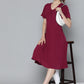 Women's Solid Red V Neck Dresses - 93ba72da-3e4d-46c0-9ec3-e833d90d43c81685696340310-Levis-Women-Dresses-1351685696339949-5 View