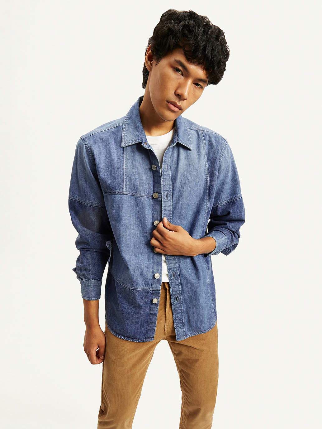 Men's Colorblock Relaxed Fit Denim Overshirt - 9596e873038b2c48ab1f1f507ec61d87 View