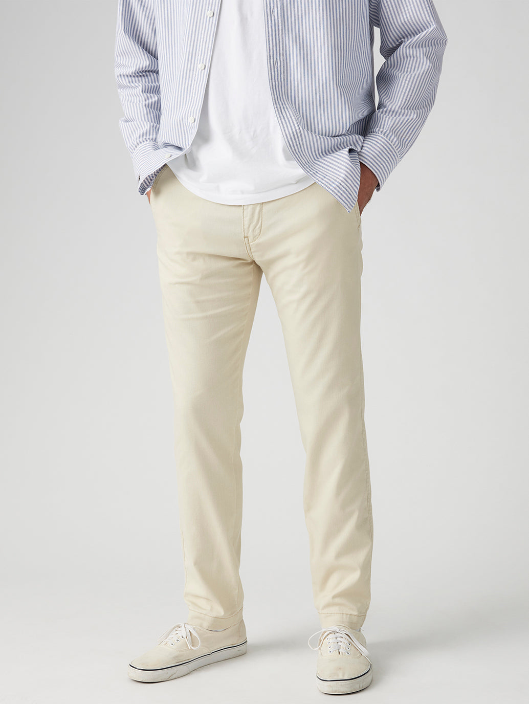 Men's Cream Regular Fit Chinos - 95b94c1c368b13030132457e6e8c9ec8 View