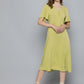 Women's Solid Green V Neck Dresses - 9914c14408a3ac140435d3c3a54e7929 View