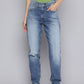 Women's 80s Mom Blue Loose Fit Mid Rise Jeans - 9c463973-9288-4c5f-a9c0-adbe792753aa1739531520097-Womens-Mid-Rise-Relaxed-Tapered-Fit-Blue-Jeans-6501739531519-1 View