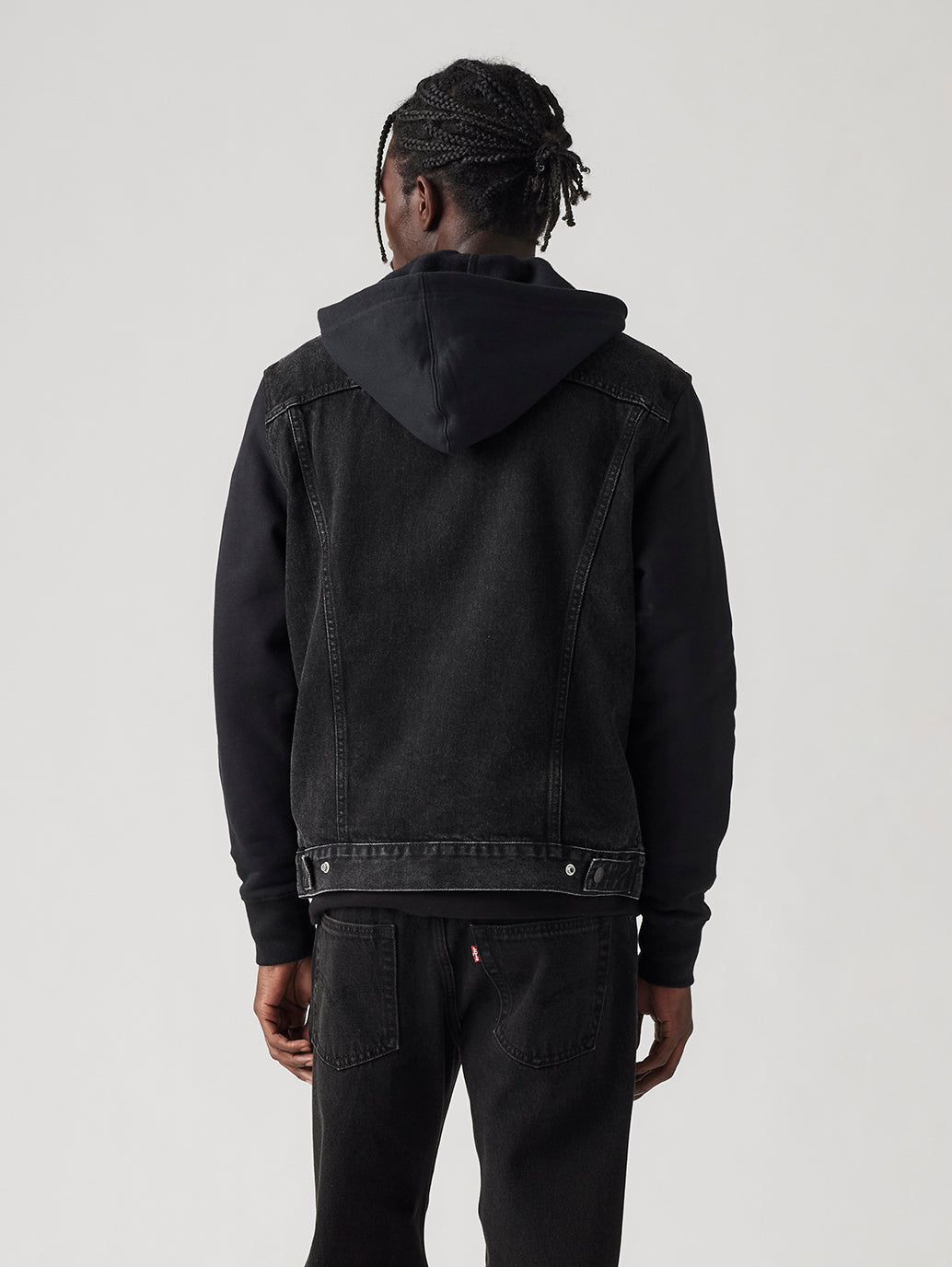 Men's Hybrid Hoodie V Trucker Jacket - Back View