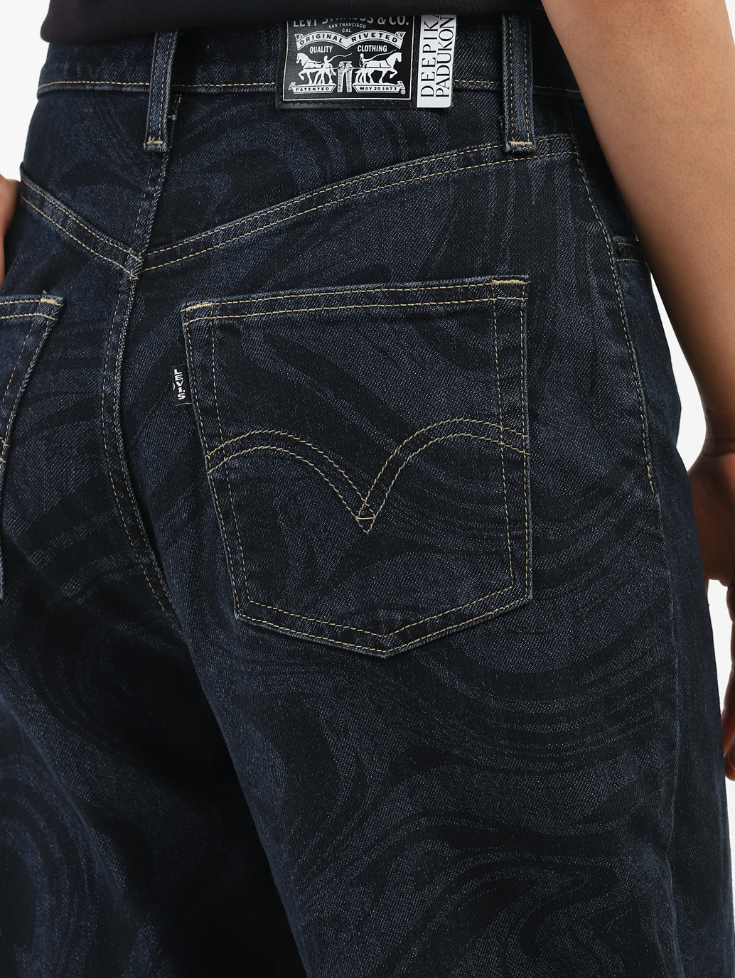 Women's Blue Loose Tapered Fit High Rise Jeans - 3afe6dba-1491-4dd1-8bf3-65a3015804df View