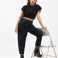 Women's Blue Loose Tapered Fit High Rise Jeans - 276e2b7c-1153-4882-b8a1-449929122d83 View