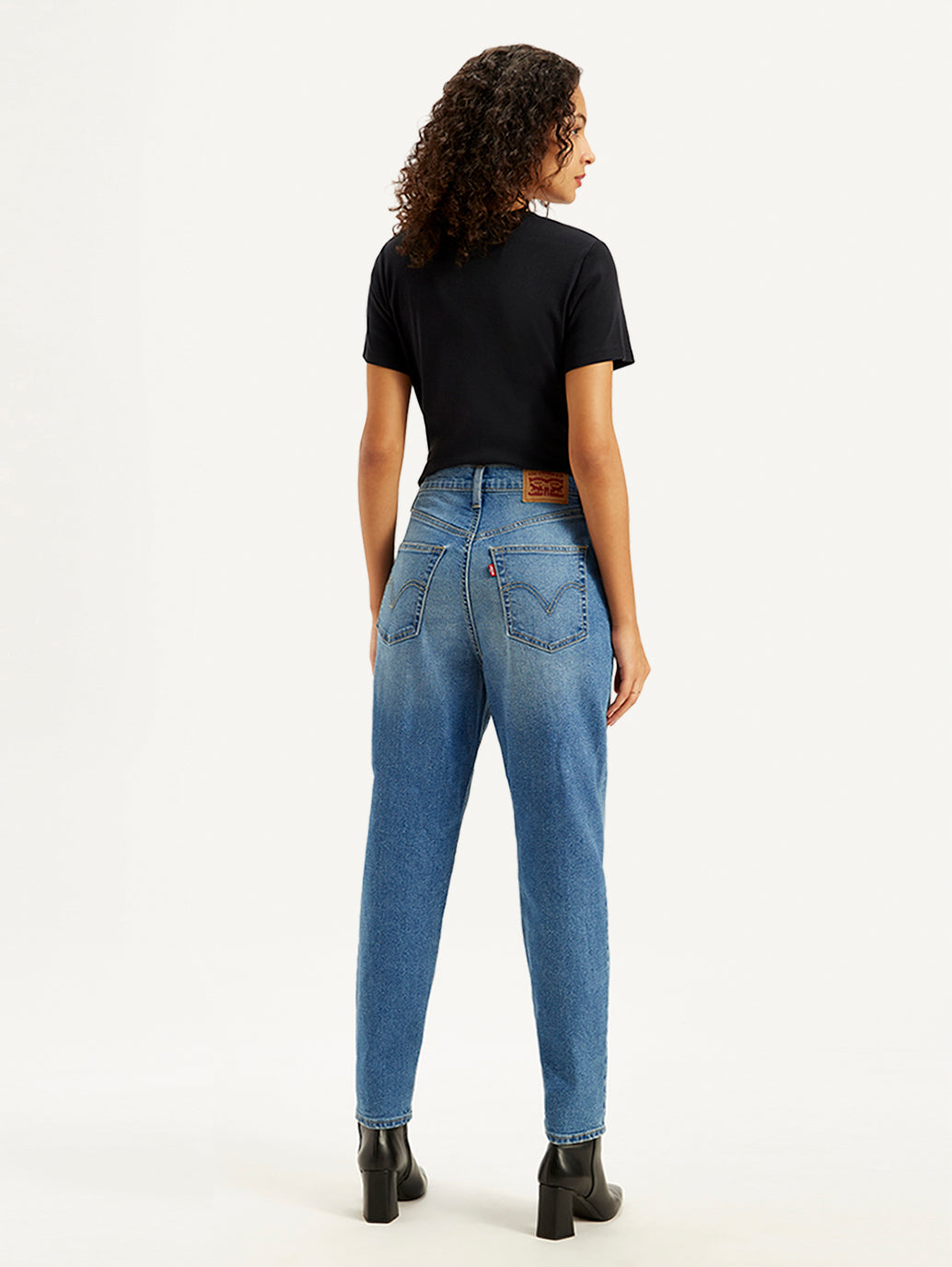 Women's Blue Loose Tapered Fit High Rise Jeans - ed4b99a2-a804-46e3-8192-20030bb7c3b9 View