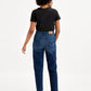 Women's Blue Loose Tapered Fit High Rise Jeans - Back View