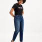 Women's Blue Loose Tapered Fit High Rise Jeans - Side View