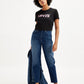 Women's Blue Loose Tapered Fit High Rise Jeans - Styleshot View