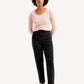 Women's Black Loose Tapered Fit High Rise Jeans - Front View