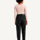 Women's Black Loose Tapered Fit High Rise Jeans - Back View