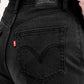 Women's Black Loose Tapered Fit High Rise Jeans - Detail View