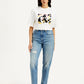 Women's Blue Loose Tapered Fit High Rise Jeans - Front View
