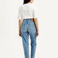 Women's Blue Loose Tapered Fit High Rise Jeans - Back View