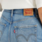Women's Blue Loose Tapered Fit High Rise Jeans - Detail View
