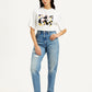 Women's Blue Loose Tapered Fit High Rise Jeans - Styleshot View