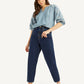 Women's Blue Loose Tapered Fit High Rise Jeans - Elevated View