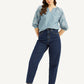 Women's Blue Loose Tapered Fit High Rise Jeans - Styleshot View
